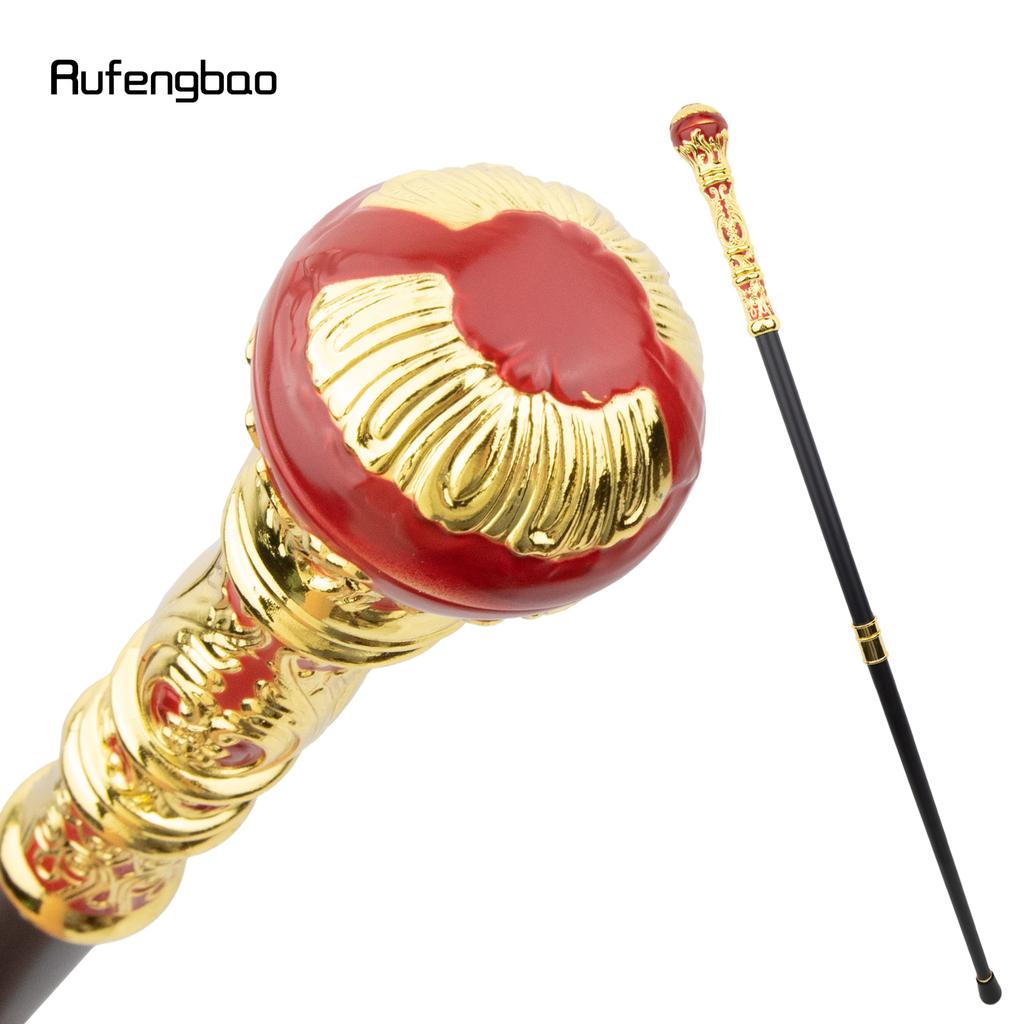 Golden Red Luxury Round Handle Fashion Stick for Party Decorative Walking Cane Elegant Crosier Knob Walking Stick 93cm