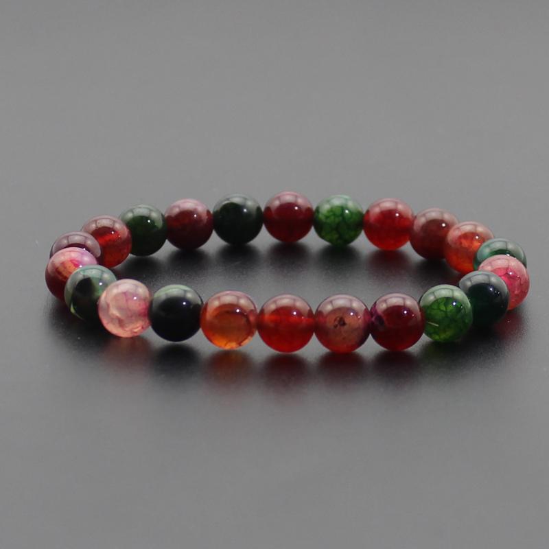 Beaded Bracelet 8mm Natural Stone Beads Black Onyx Lava Tiger Eye Agate Quartz Healing Energy For Women Men Yoga Chakra Jewelry