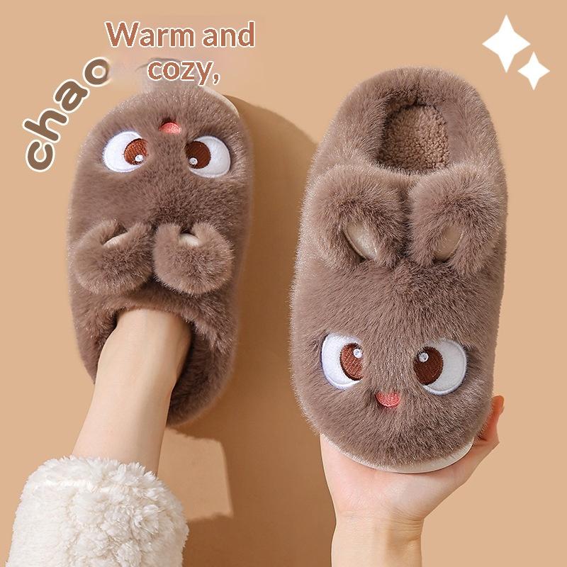 Cute Cotton Slippers For Women, Autumn And Winter 2025 New Indoor Home Warm Furry Plush Maternity Cotton Shoes For Winter