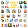 56 Animal World Cute Cartoon Stickers Hedgehog Mouse Fox Does Not Repeat Decoration Waterproof Sticker