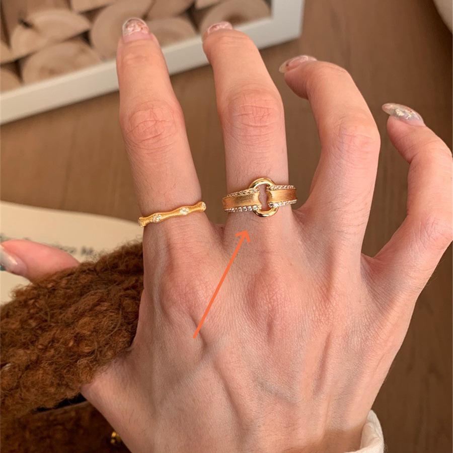 925 Sterling Silver Retro Brushed Open Finger Ring - Women's High-End Niche Light Luxury, Trendy and Non-Fading.