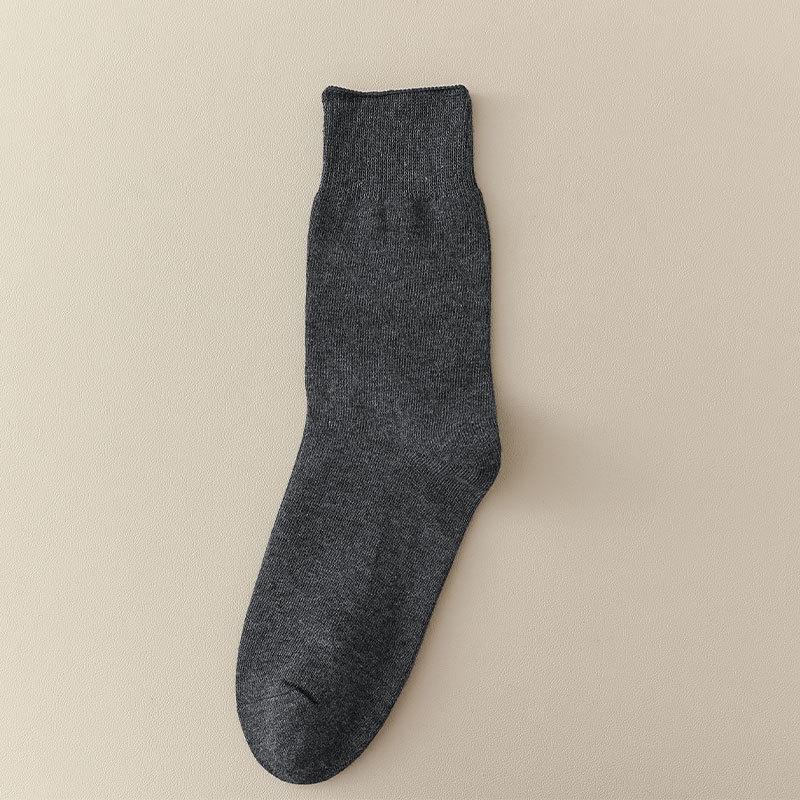 

Мужские весенне-осенние носки до середины икры, влагопоглощающие и дышащие однотонные хлопковые носки, универсальные носки до икры для бизнеса и повседневной носки 1 pair темно серый