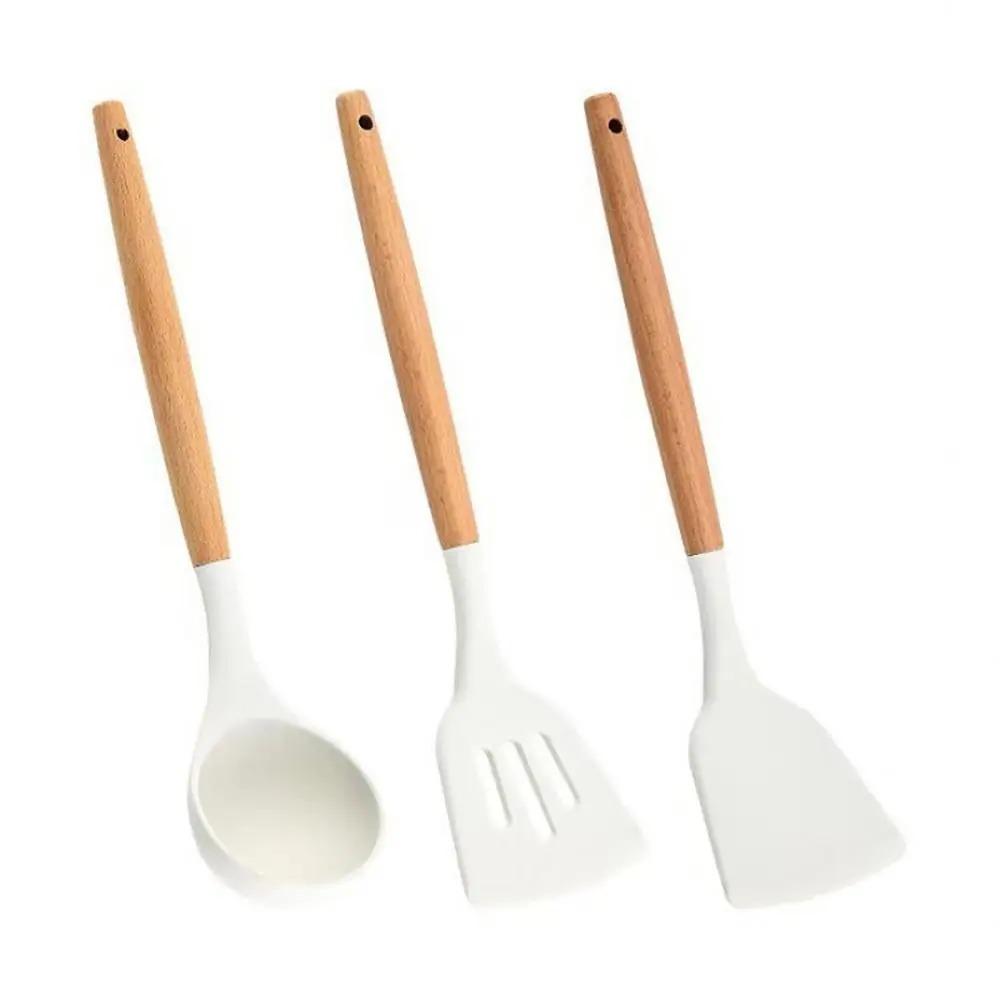 3Pcs/set Non-slip Cooking Turner Spatula Colander Pot Spatula Set  Kitchen Utensils Cookware