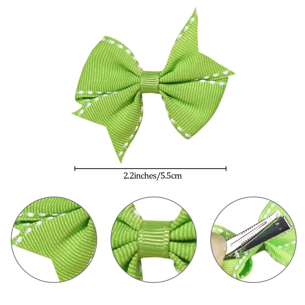 40pcs 2inch Color Ribbon Bows with Dots Hair Clips for Baby Girls Handmade Bowknot Hairpin Barrettes Children's Hair Accessories