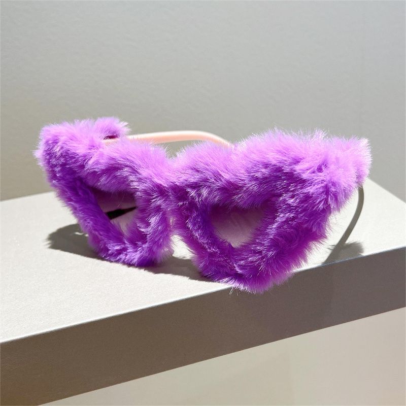 Street Catwalk Fashion Glasses Plush Love Sunglasses Peach Heart Dance Party Funny Heart Sunglasses