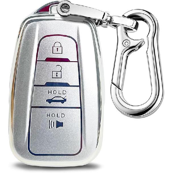 for Toyota Key Fob Cover with Premium Shell Wristlet 360 Degree Protection Key Case for 2018-2022 2023 2024 Camry RAV4 Highlander Avalon C-HR Prius