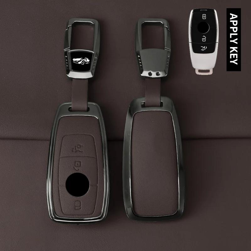 Interior Mouldings Zinc Alloy Leather Car Key Fob Case 3/4 Button Fits 2019 2020 Mercedes-Benz A220 E63S AMG E-Class GLE 350 4MA