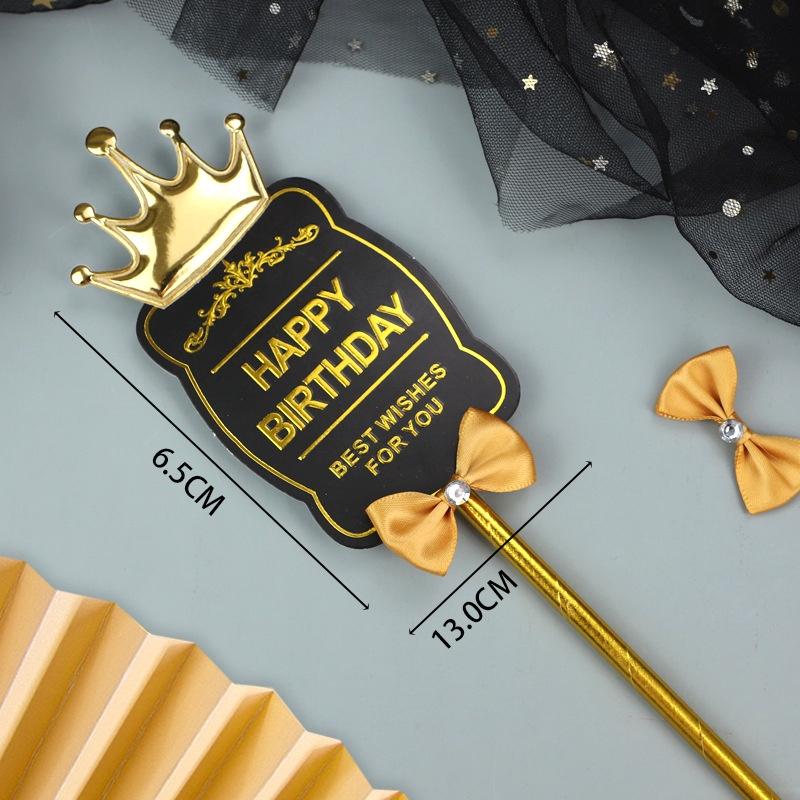Royal King Crown Black White Style Happy Birthday Cake Topper for Party Decoration Baking Supplies Love Gifts Tools,party