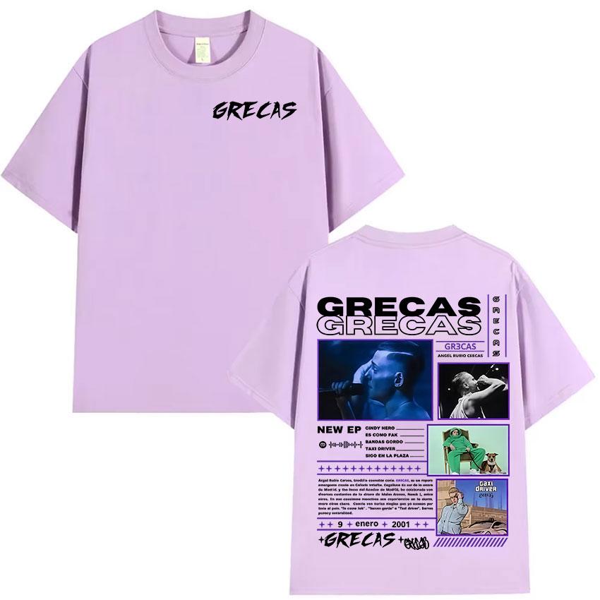 Rapper Grecas 2025 Album Graphics Tshirts Men Gothic High Quality Cotton Tshirt Vintage Oversized Short Sleeve Tees Streetwear