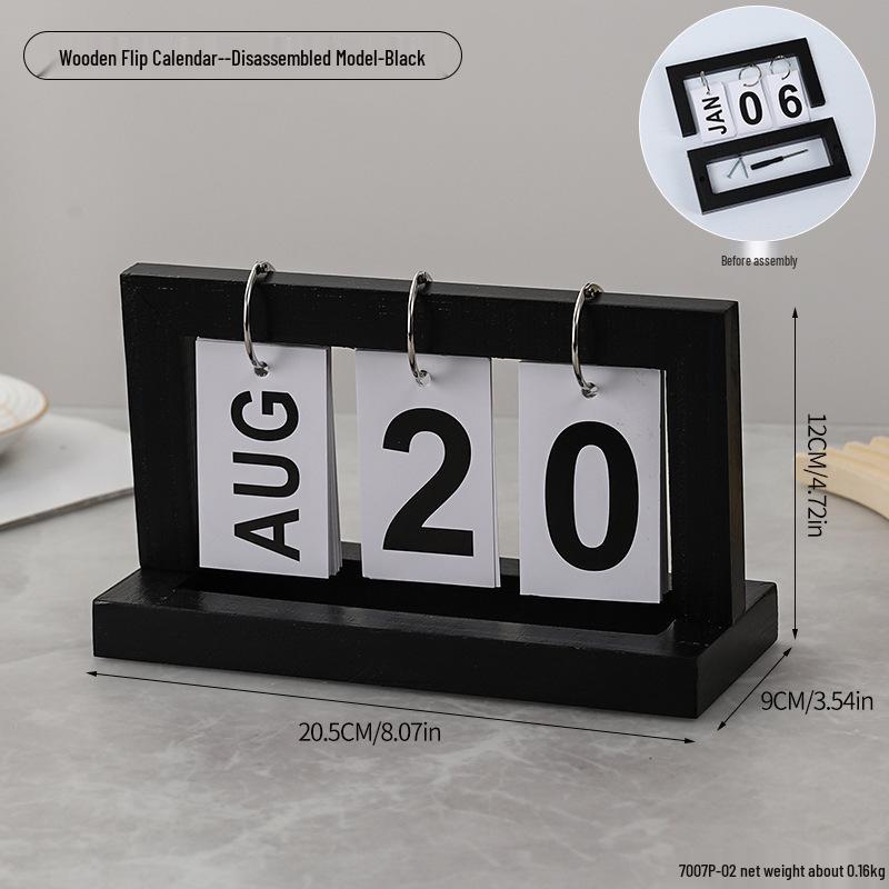 Perpetual Wooden Flip Calendar: Home and Desk Decor