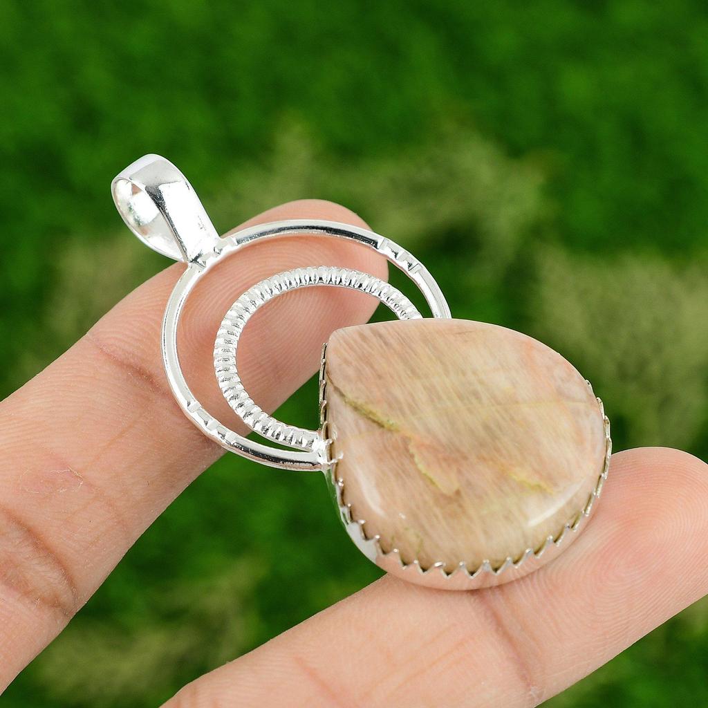 Daughters Day Deal Pear Aragonite Gemstone Wife Pendant Jewelry Sterling Silver