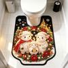 Absorbent Bathroom U-shaped Mat Christmas Theme Bath Mat Fun Toilet Floor Rug  Household