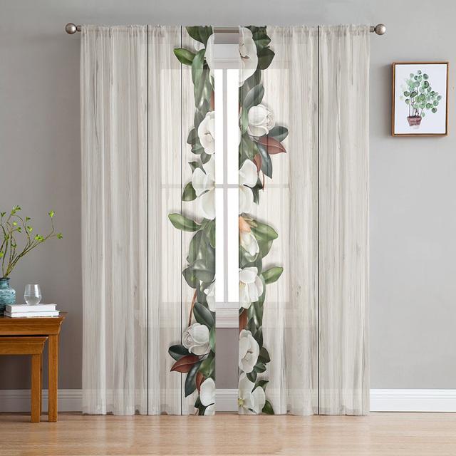 Romantyczny wiosenny kwiat przezroczysty woal zasłona akwarela kwiatowy tiulowe zasłony dekoracja okienna do kuchni/sypialni/salonu