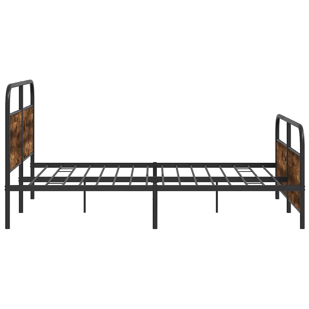 Metal Bed Frame without Mattress Smoked Oak Finish 180 x 200 cm