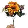 Multicolor Sunflower Artificial Flower Photo Props DIY Faux Daisy Peony Flower Desktop Ornament Green Leaves