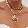 Imitation Pearl Sunflower Pendant Exquisite Beads Chain Choker Jewelry Multilayer  Necklace  Girls