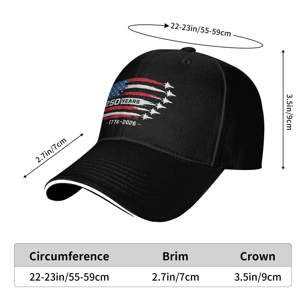 250 Years American 1776 2026 250th USA Birthday 4th of July Baseball Cap Casual Trucker Hat Summer Men Outdoor Gym Baseball Caps