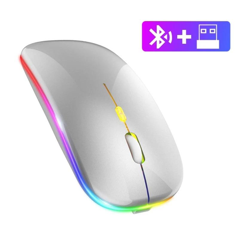 Dual Mode 2.4G Wireless Mouse Bluetooth Mouse RGB Backlit Gaming Mouse Rechargeable Mouse Ergonomic Mice for PC Laptop Tablet