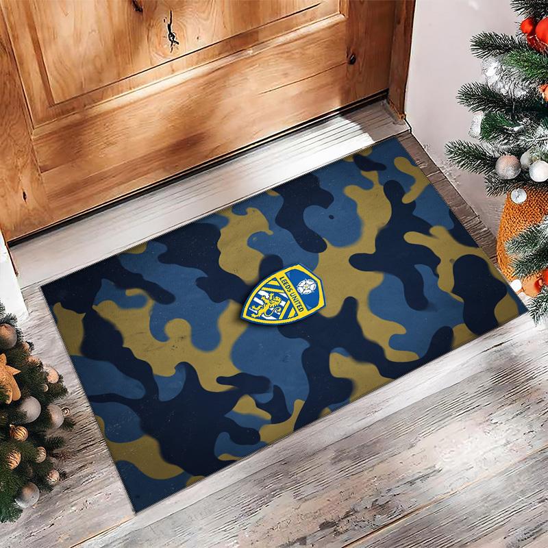 Leeds United Voetbal Print Kristalfluweel Tapijt, Comfortabel Waterabsorberend Antislip Binnen Vloerkleed