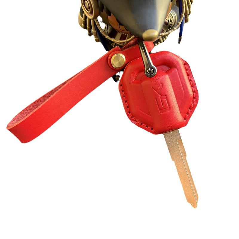 Handmade Cowhide Key Cover & Chain for Gaokin GK500/GK1000 Motorcycles