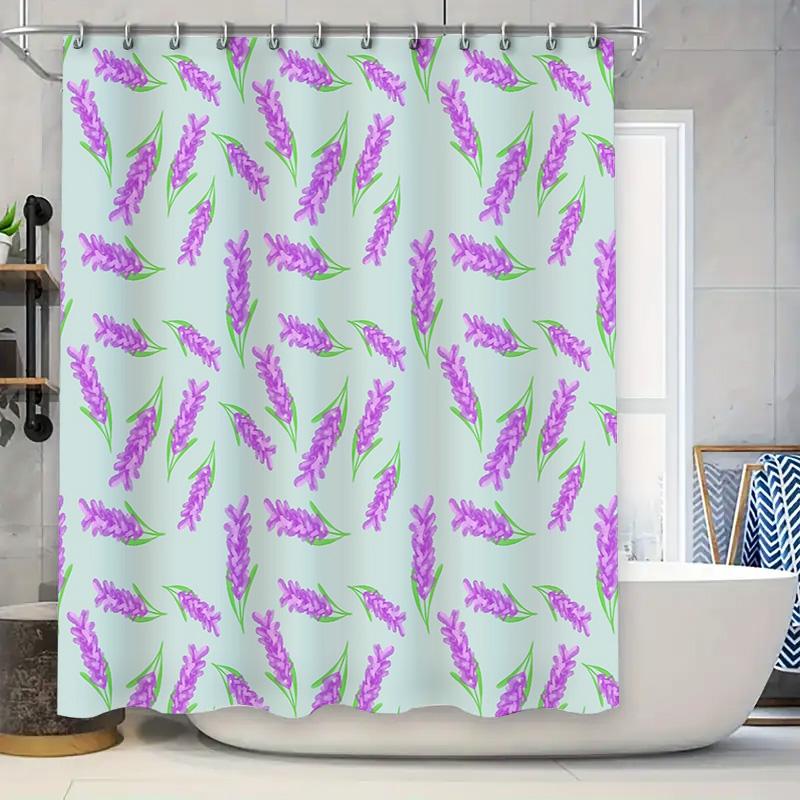 

Floral Shower Curtain Botanical Nature Lavender Plants Bathroom Decor Waterproof Fabric Vintage Farmhouse Style Home Textile W60H190(CM)-1 Pcs