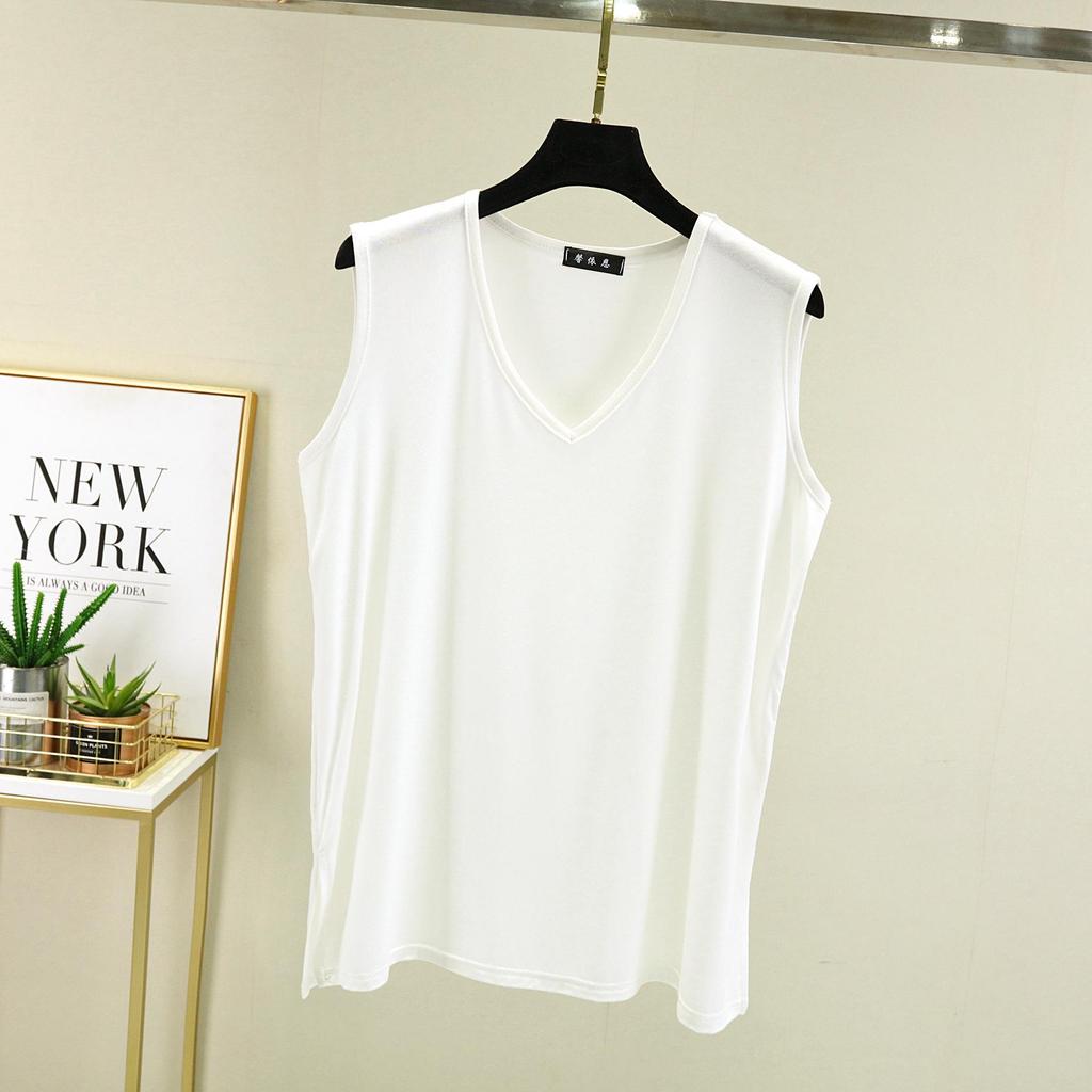Women's Sleeveless V-Neck Loose Modal Vest – Summer Plus Size Camisole Slimming Top