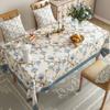 Rectangular Waterproof Cotton Linen Table Cover Flower and Bird Printed Tablecloth Anti Slip Wear-resistant Home Desktop Cover