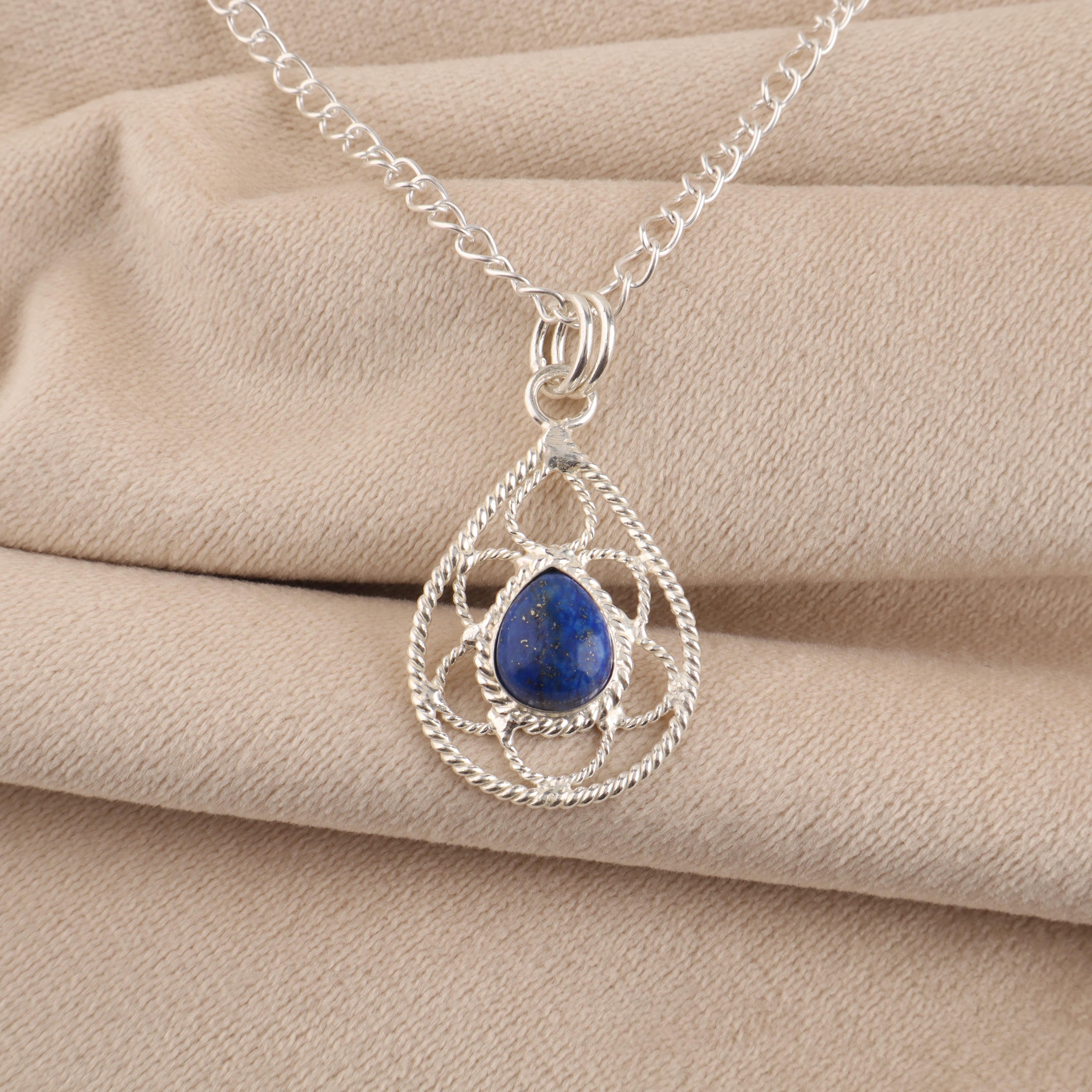 

Lapis Lazuli Gemstone 925 Sterling Silver Handmade Designer Pendant 1.40 For Mother PP-19-24