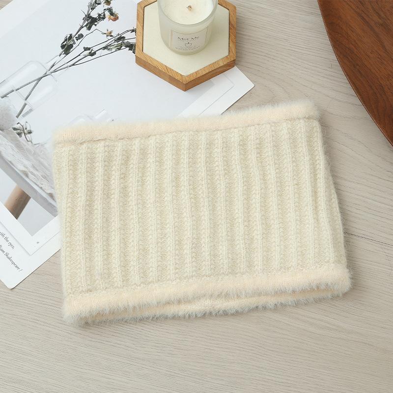 New Autumn and Winter Two Color Plush Bow Warm Basin Hat Versatile Bright Silk Rabbit Hair Basin Hat Can Scarf Cold Proof Set