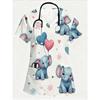 Casacca Medica da Donna Elegante Scollo a V Carini Motivi Animali Cartoni Animati Maniche Corte Comode con Tasche Casacca Donna