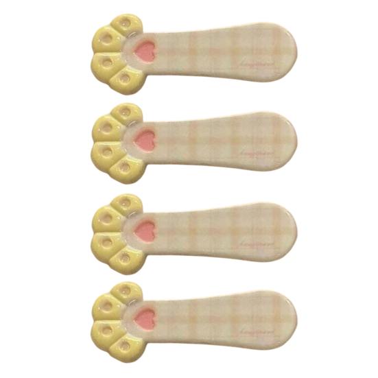 Girl Hairpin Plaid Pattern Cat Paw Shape Hair Clips Stable Clamping Force