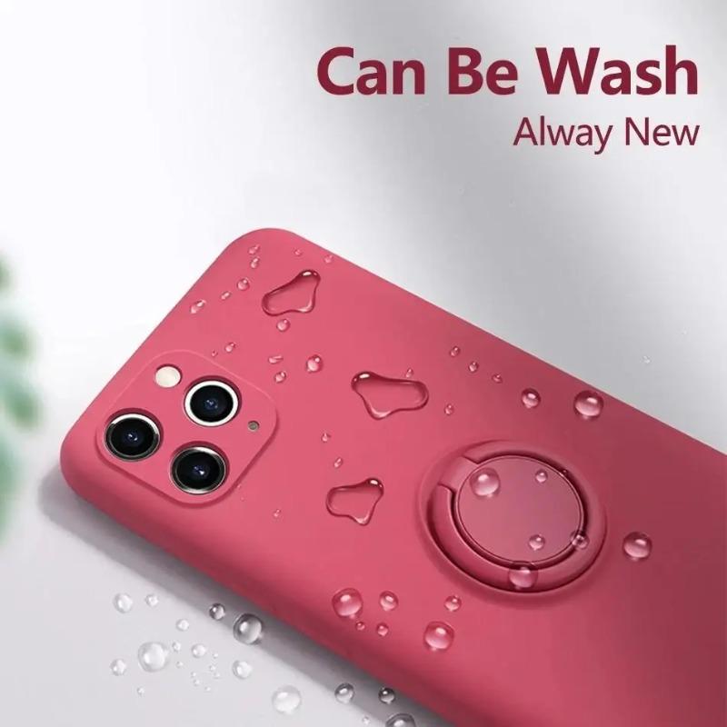 Luxury Liquid Silicone Metal Ring Holder Phone Case for Honor 20 30 30s V30 V40 50 SE 60 70 80 90 Pro Back Cover with Lanyard Shockproof