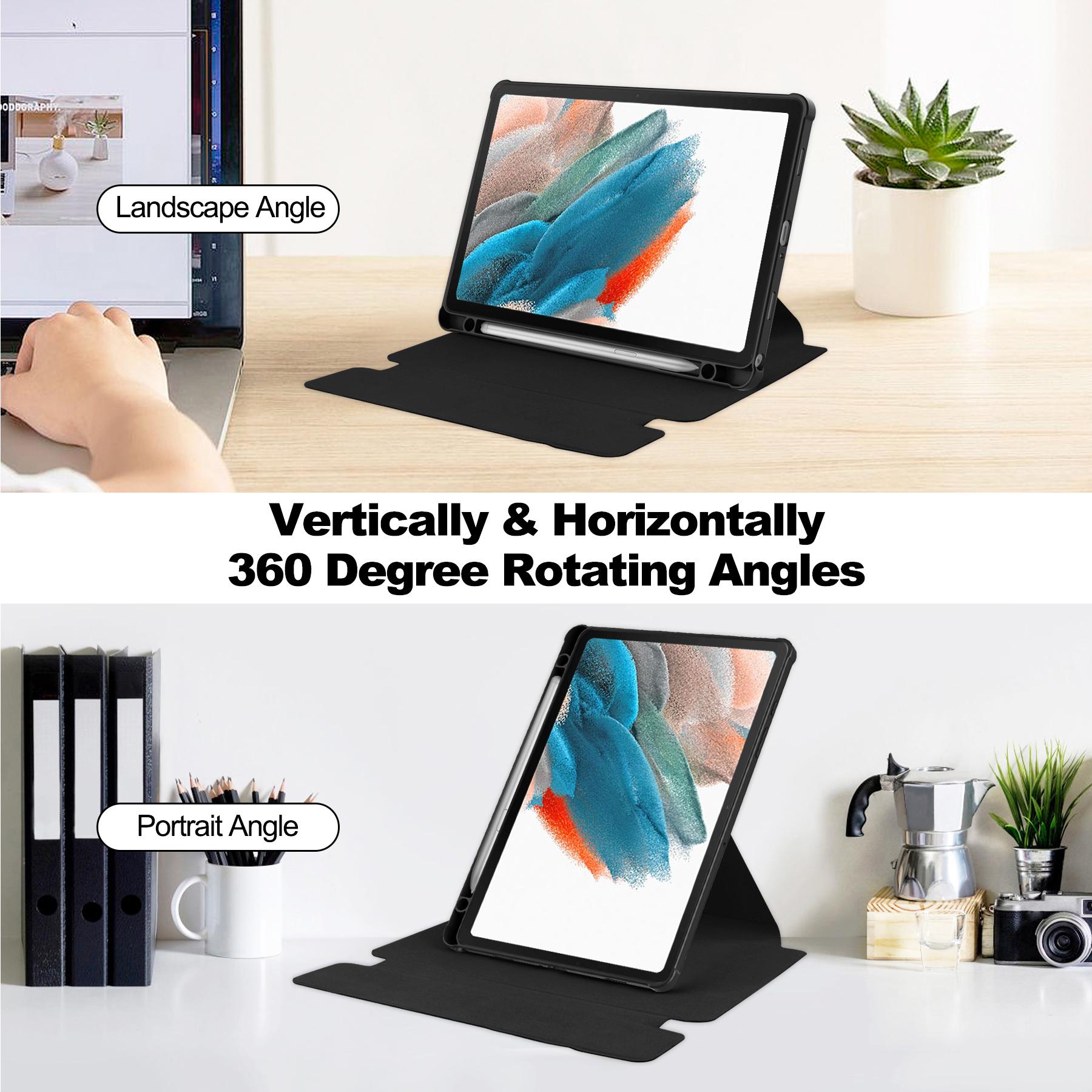 

For Samsung Galaxy Tab A9+ Tablet Case 360-Degree Rotating Stand PU+Acrylic Cover (without Keyboard) Black