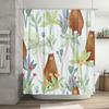 Akwarelowe Zwierzęta Leśne Zasłona Prysznicowa Dekoracja Wystrój Domu Do Łazienki Zielony Brązowy Niedźwiedzie Kaktusy Kwiaty Rośliny 72 X 84