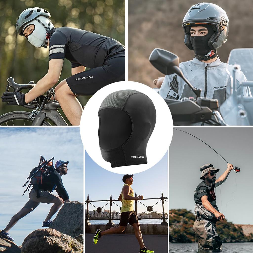 ROCKBROS Balaclava Inner Cap for Cooling Face Cover with UV and Stretchy Design for Mountain and Black Summer, Protection, Breathable, Sweat-Wicking,