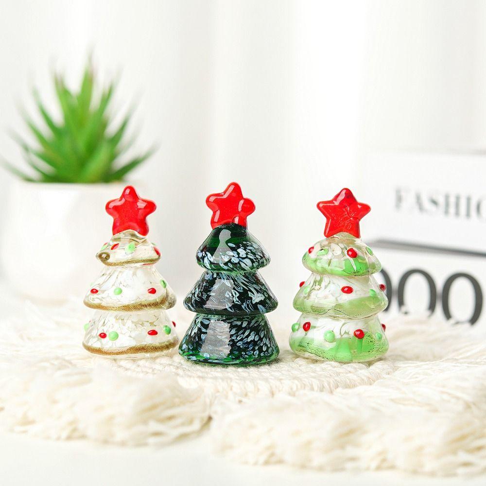 Mini Crystals Christmas Tree Figurine Statue Crystals Ornaments  Home Decor