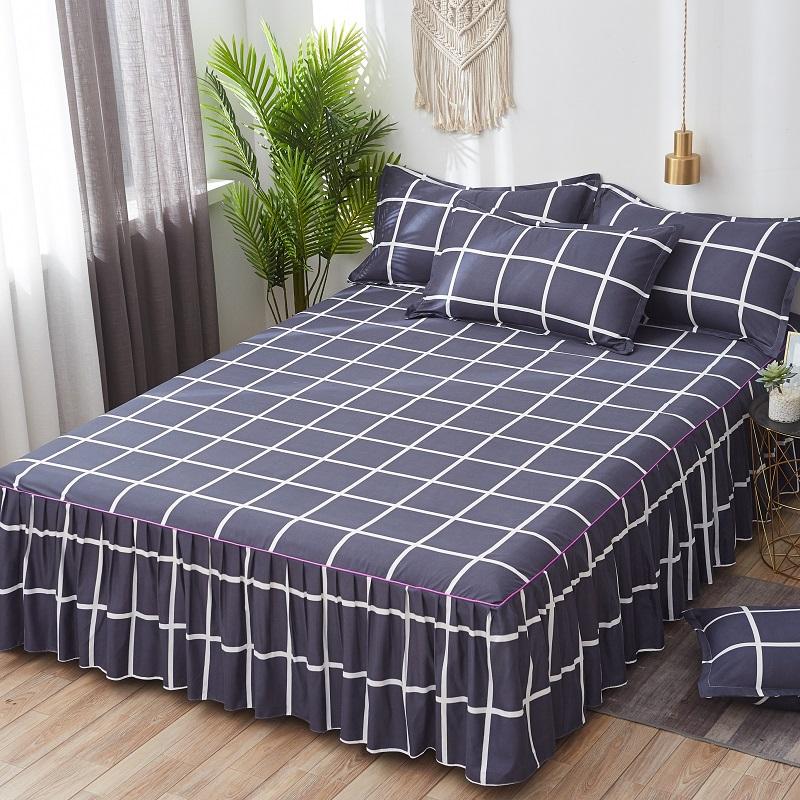 Bed Skirt Anti-dirty Sheet Bedspread Printed Elastic Band Bedclothes Queen King Skin-friendly Beds Protector Bedroom Space Decoration