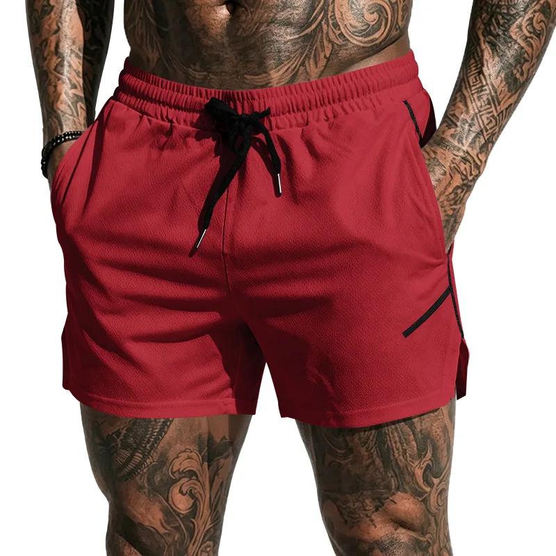 Men's Quick Dry Mesh Athletic Shorts Gym Running Workout Shorts with Zipper Pockets Breathable Elastic Waist Casual Sports Shorts for Men