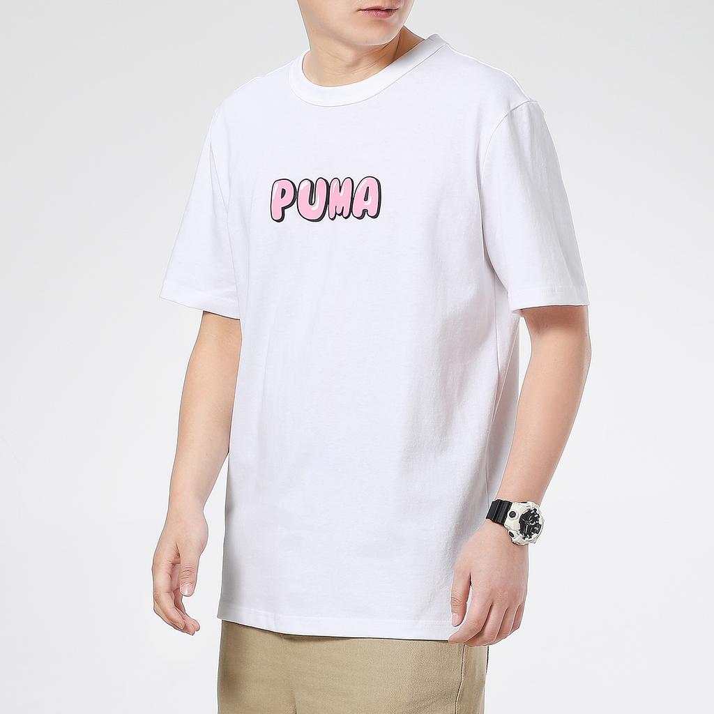 Puma Downtown Graphic Letter Logo Short Sleeve T-Shirt Men Tops White 531335-02