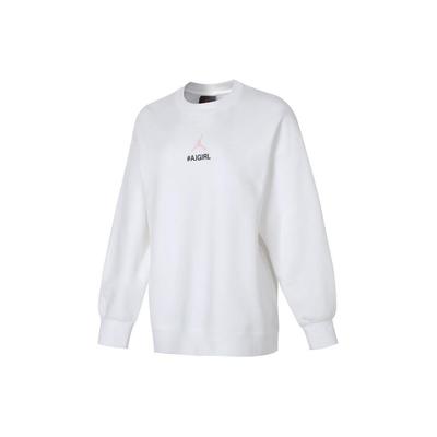Jordan Alphabet-Druckmuster Rundhalsausschnitt Locker Trainings-Sweatshirt Damen Oberteile Weiß HF1120-100