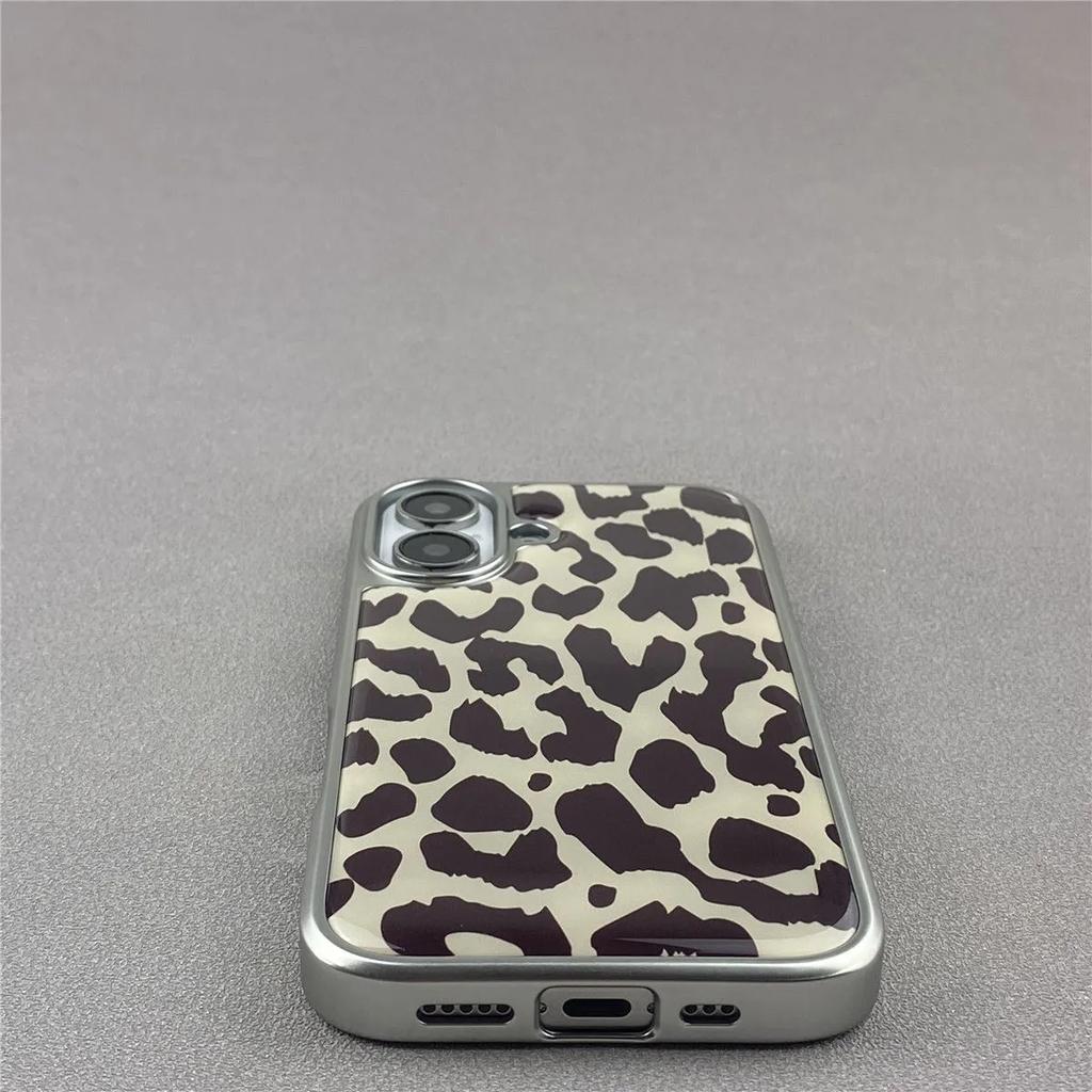 European and American Trendy Black Leopard Print Phone Case for iPhone 17 AIR 16 15 14 13 12 11 PRO MAX PLUS Y2K Drop Glue Cover