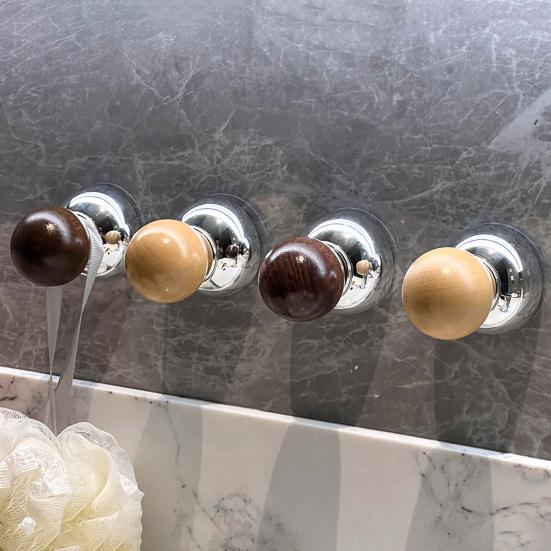 Vacuum Suction Cup Hooks Push-to-Lock No Drill No Nails No Glue Required Wall Hook Heavy Duty Round Spherical Design Hanging Hook for Keys Towels Hats