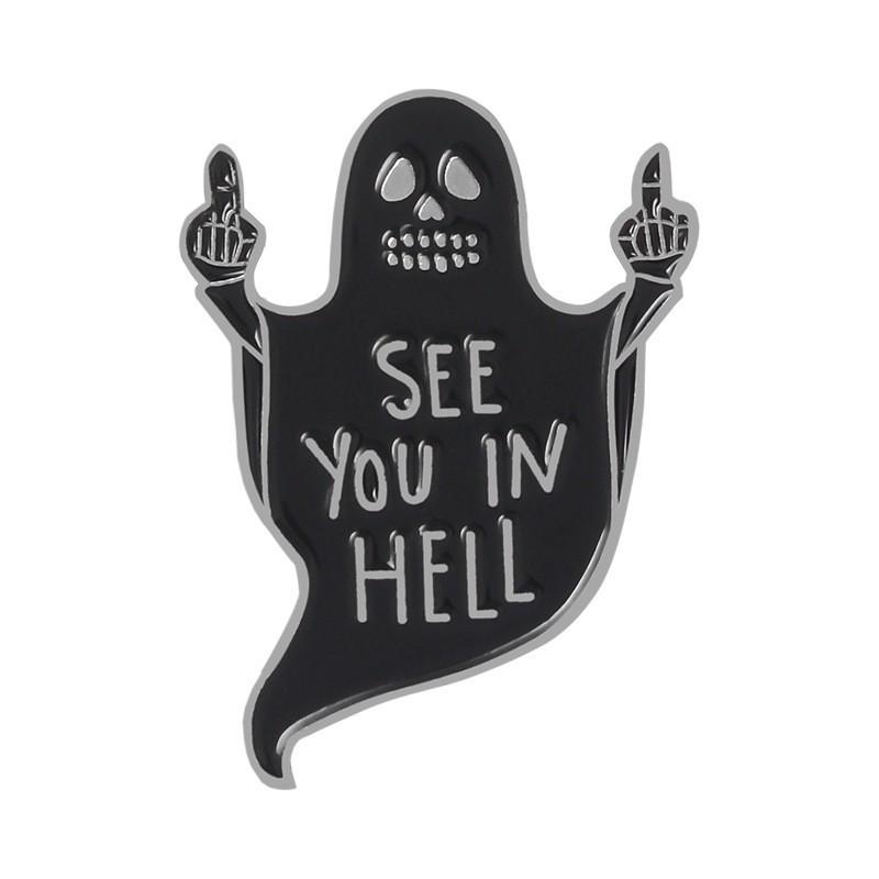 Halloween Brooch Set: 28 Dark Style Ghosts, Cats, Pumpkins & Skulls