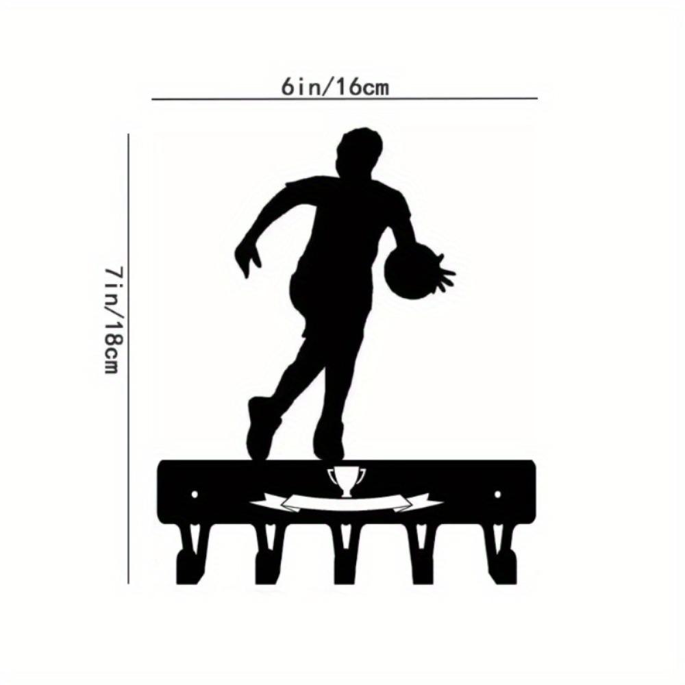 3PCS 6 Inch Wide Basketball Player Metal Key Holder, Sports Wall Hook for Locker Room Decor, Durable Key Rack, Gift for Sports Fans