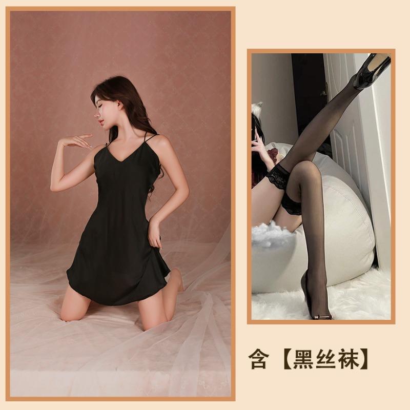 Sexy underwear suspender nightgown women's ice silk backless large size advanced sense pure desire style sexy pajamas advanced