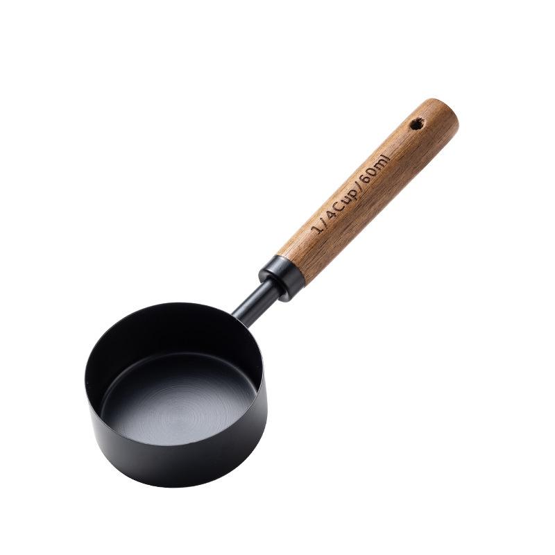 8-Piece Stainless Steel & Walnut Measuring Spoon and Cup Set for Baking and Coffee