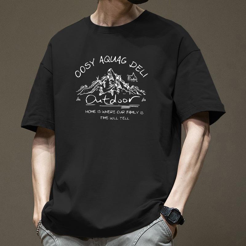 Retro tričko s krátkým rukávem pro pánskou letní módu značky, tričko z čisté bavlny s módním vzorem