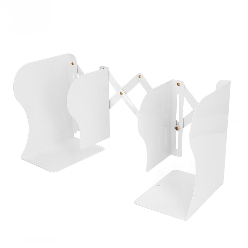Bookends Retractable Flexible Cute Simple White Large Slim Design Metal Material Office Book Support