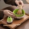 Matcha Tea Ceremony Japanese Tea Ceremony Tea Chashaku Matcha and Whisk 7-Piece Set, Utensils, Bowl, 100-Standing Chasen, (Tea Scoop), Powder, (Green)