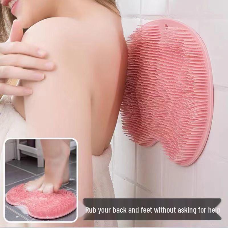 Multifunctional Non-Slip Bath Mat: Back Scrubber & Massaging Foot Scrubber with Suction Cups for Exfoliation.